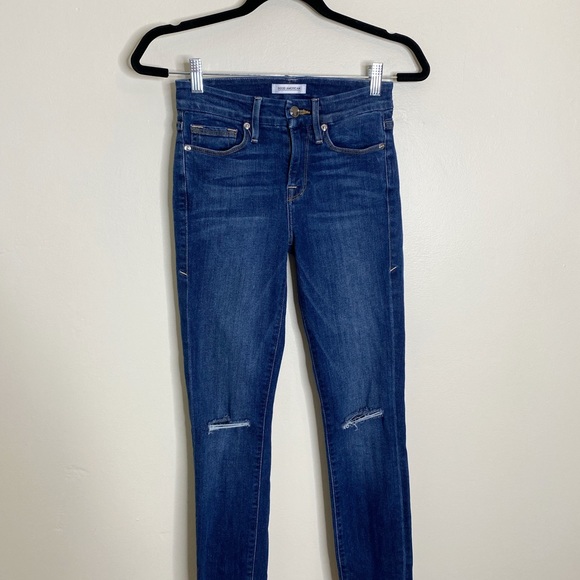 Good American Good Legs Skinny Jeans Ripped Distressed Knees - Picture 2 of 8